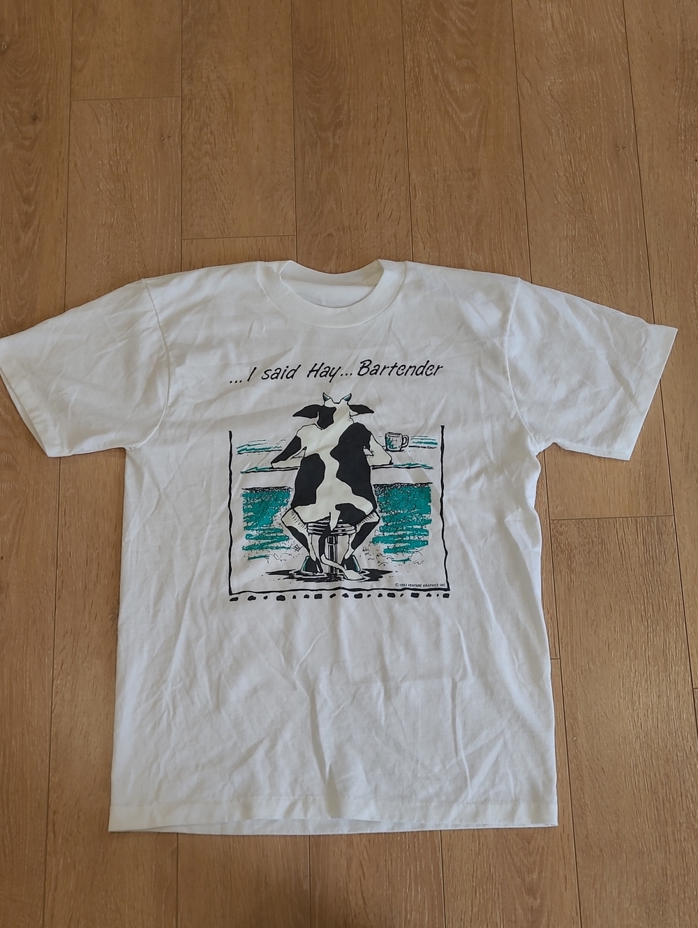 1992 Venture Graphics Inc Featuring A Humorous Cow Pun Single Stitch Made In USA